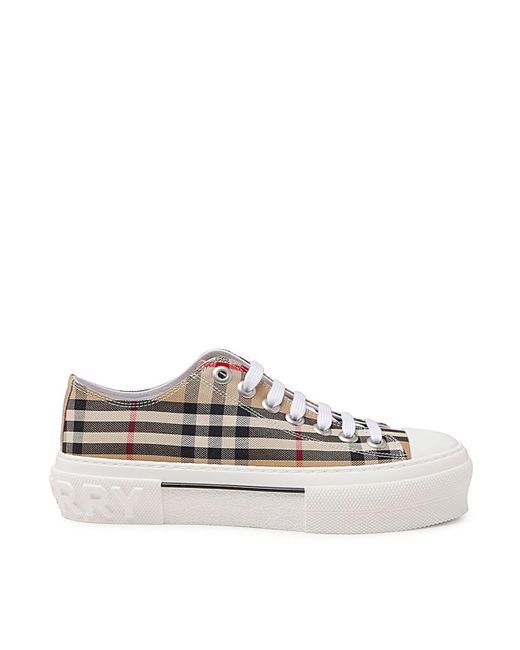 Burberry White Archive Beige Canvas Jack Sneakers