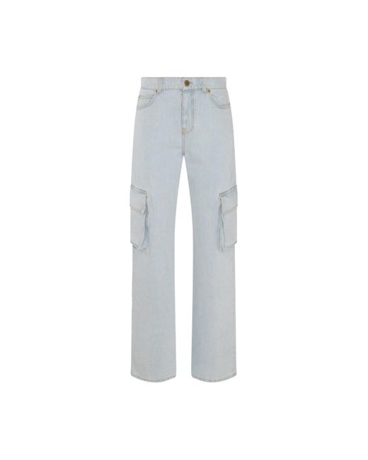 Pinko Gray Denim Cargo Jeans