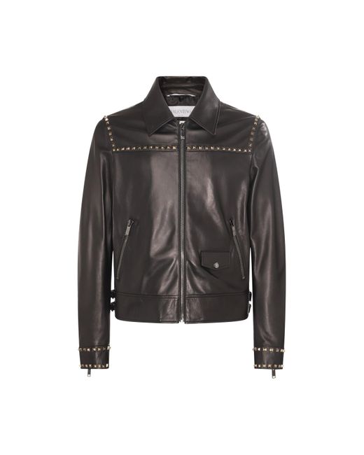 Valentino Garavani Black Leather Jacket for men