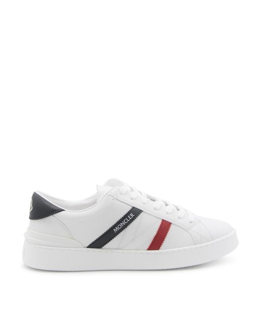 Moncler White , Blue And Red Leather Sneakers for men