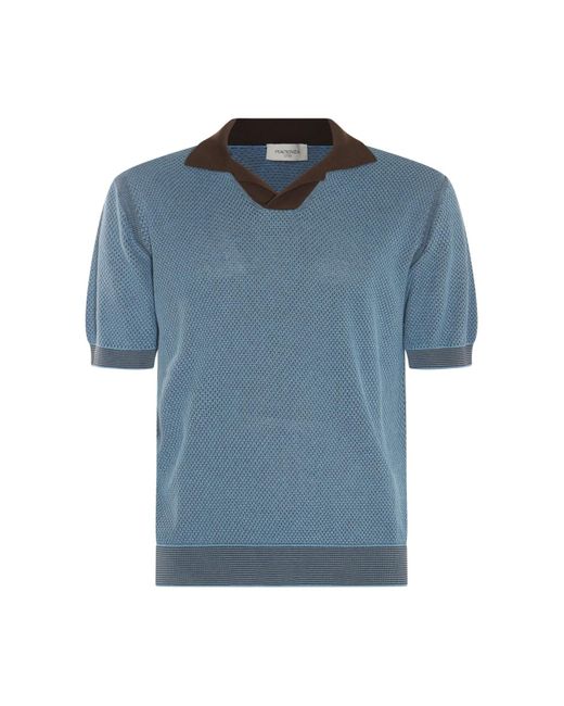Piacenza Cashmere Blue Cotton-silk Blend Polo Shirt for men