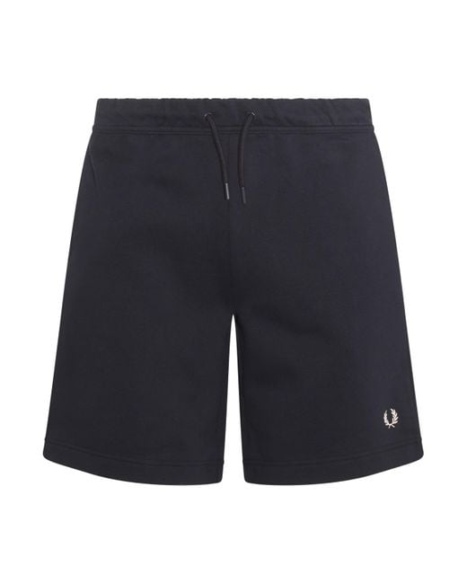 Fred Perry Blue Cotton Shorts for men