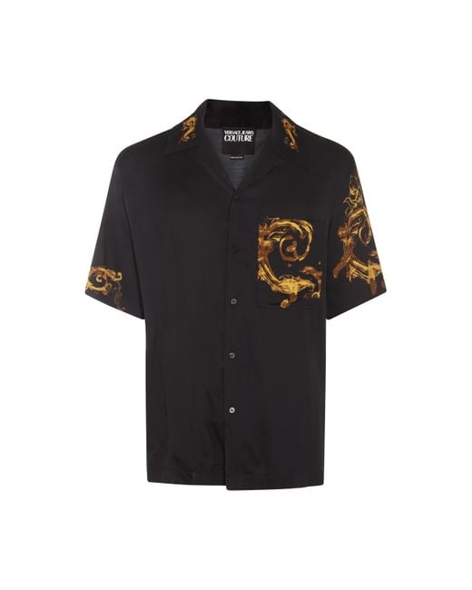 Versace Black And Gold Viscose Shirt for men