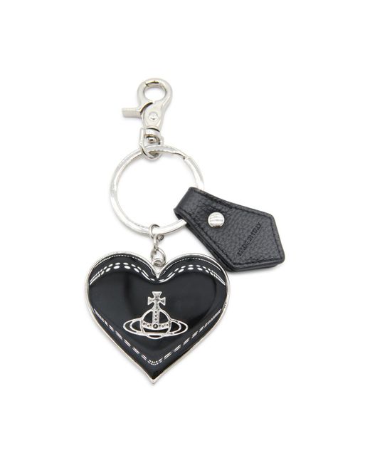 Vivienne Westwood Metallic Black Veg Rain Orb Heart Key Ring