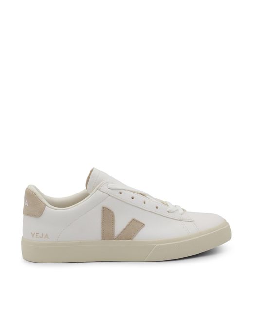 Veja Gray White And Beige Leather Campo Sneakers for men