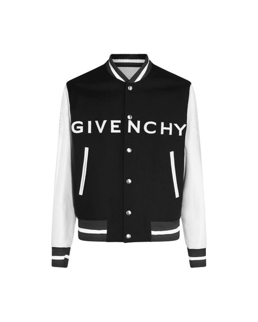 Givenchy Black And White Wool Blend Varsity Casual Jacket for men