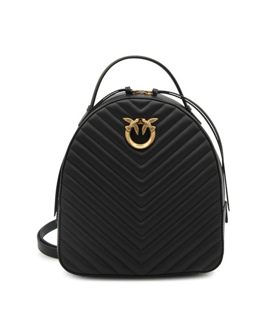 Pinko Black Leather Backpack