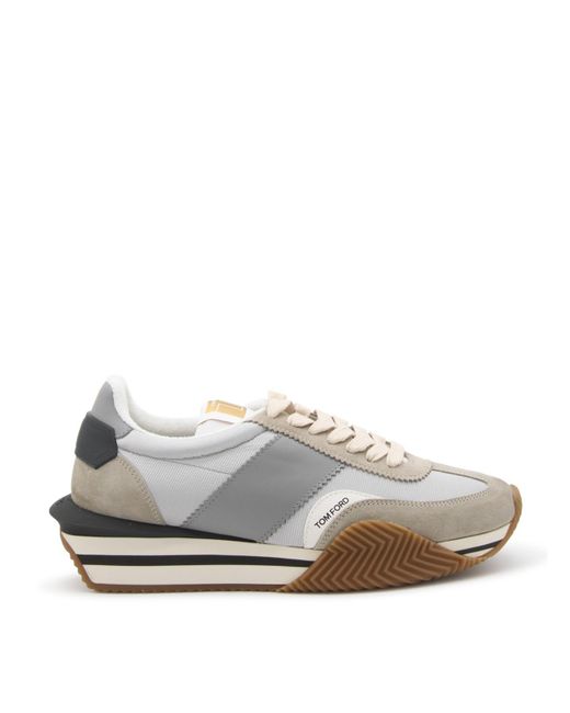 Tom Ford Gray Leather James Sneakers for men
