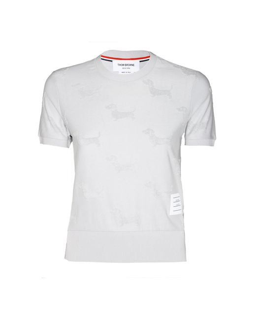 Thom Browne White Grey Wool T-shirt