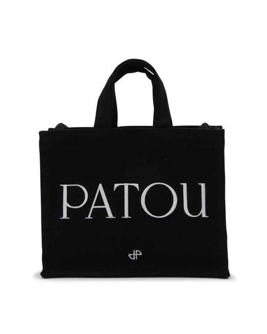 Patou Black Cotton Small Tote Bag