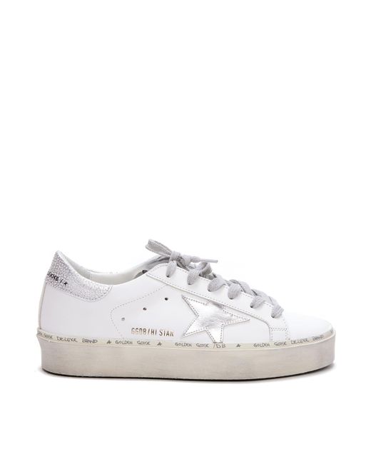 Golden Goose Deluxe Brand White And Silver-tone Leather Hi Star Sneakers