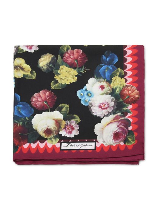 Dolce & Gabbana Multicolor Nocturnal Flower Silk Scarf for men