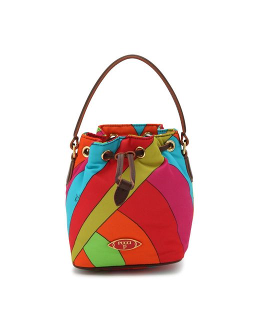Emilio Pucci Red Multicolor Yummy Bucket Bag