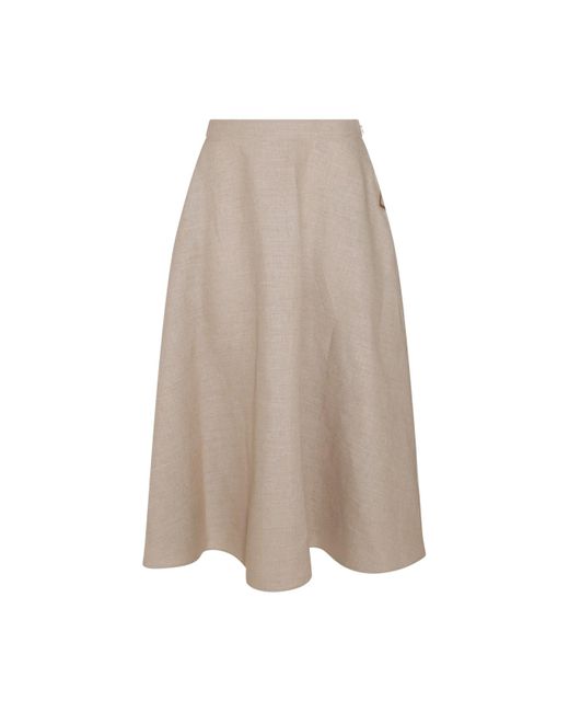 Valentino Garavani Brown Linen Skirt