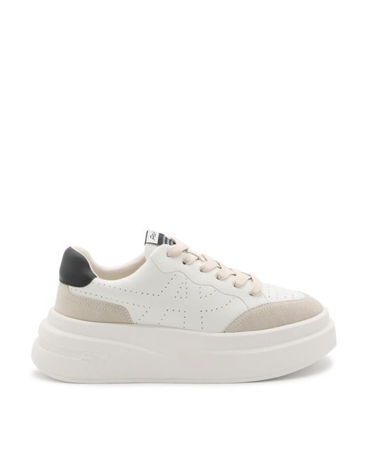 Ash White Shell And Black Leather Combo Sneakers