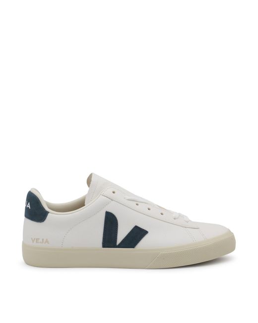 Veja White Green Leather Campo Sneakers for men