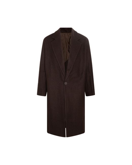 Studio Nicholson Wool Blend Coat in Brown for Men Lyst