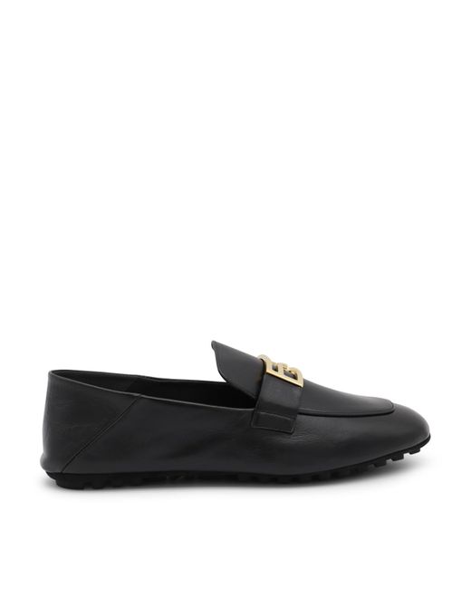 Fendi Black Leather Baguette Loafers