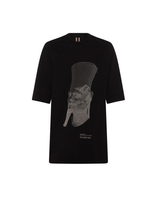 Rick Owens Black And Beige Cotton T-shirt for men