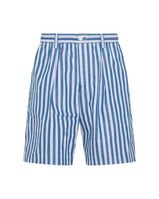 Marni White And Light Blue Cotton Shorts for men