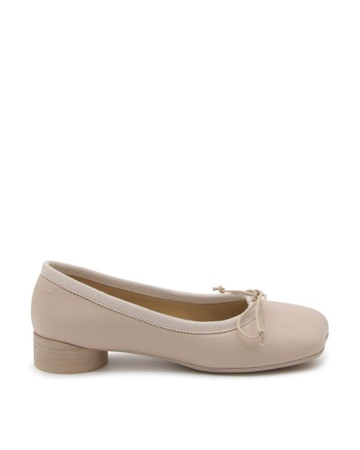 MM6 by Maison Martin Margiela Gray Pink Leather Tabi Pumps