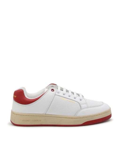 Saint Laurent White And Red Leather Sneakers for men