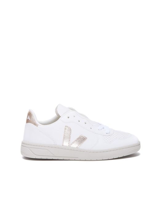 Veja White Faux Leather Sneakers