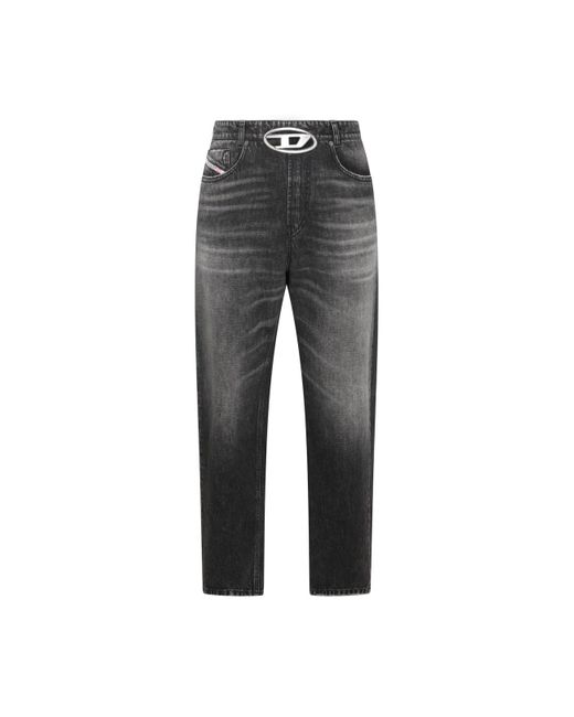 DIESEL Gray Black Cotton Blend Jeans for men
