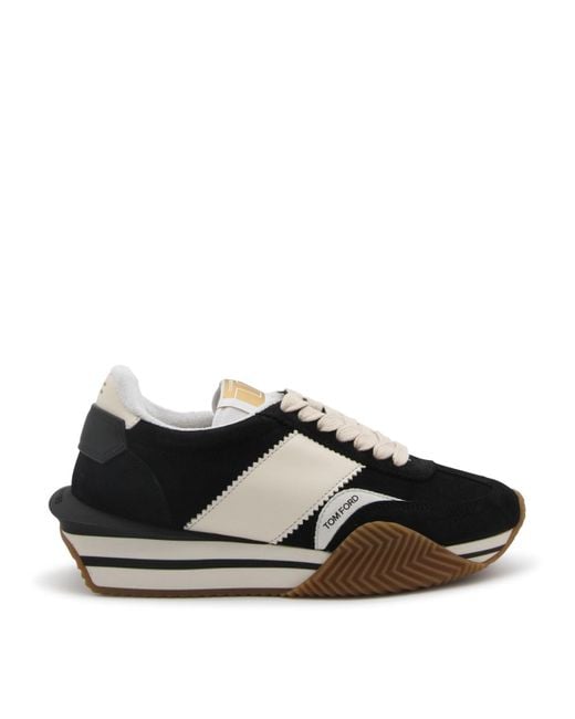 Tom Ford Black And Cream Suede James Sneakers for men
