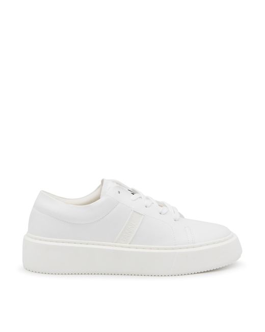 Ganni White Faux Leather Sporty Sneakers