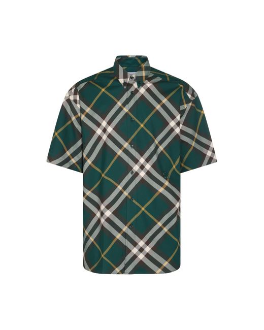 Burberry Green Cotton Shirt for men