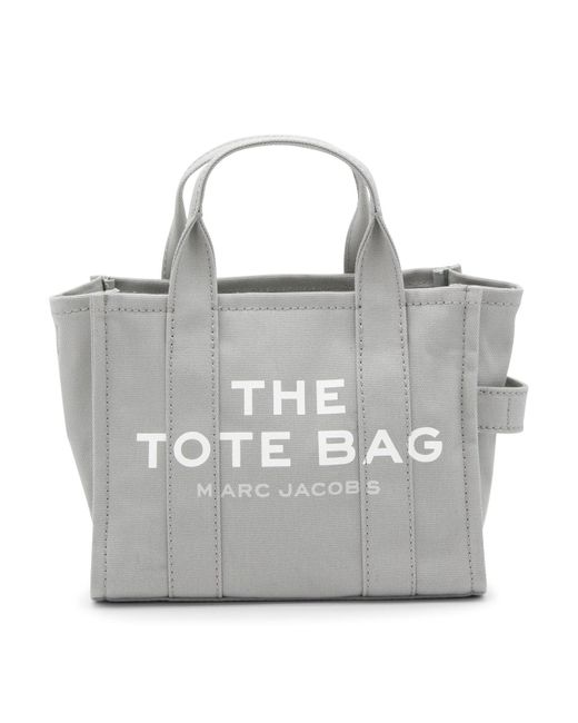 Marc Jacobs Metallic Grey And White Canvas Handle Bag