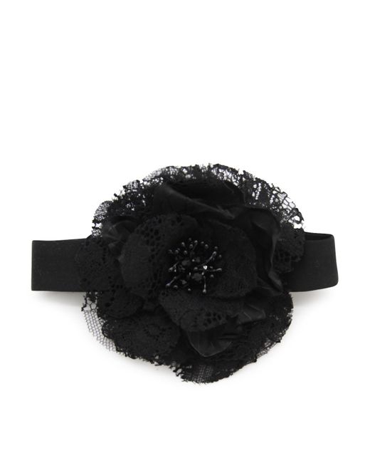 Dolce & Gabbana Black Silk Flower Choker for men