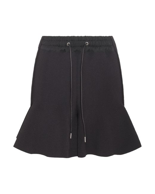 Sacai Black Nylon Mini Skirt