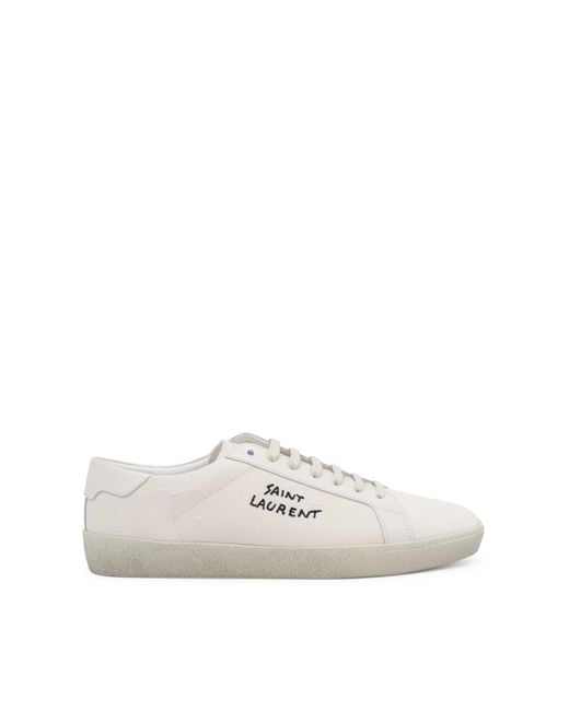 Saint Laurent Off White Leather Court Classic Sneakers for men
