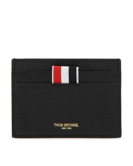 Thom Browne Black Leather Pebble Card Holder for men