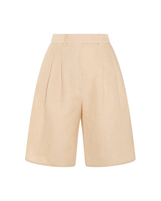 Loro Piana Natural Beige Linen Shorts