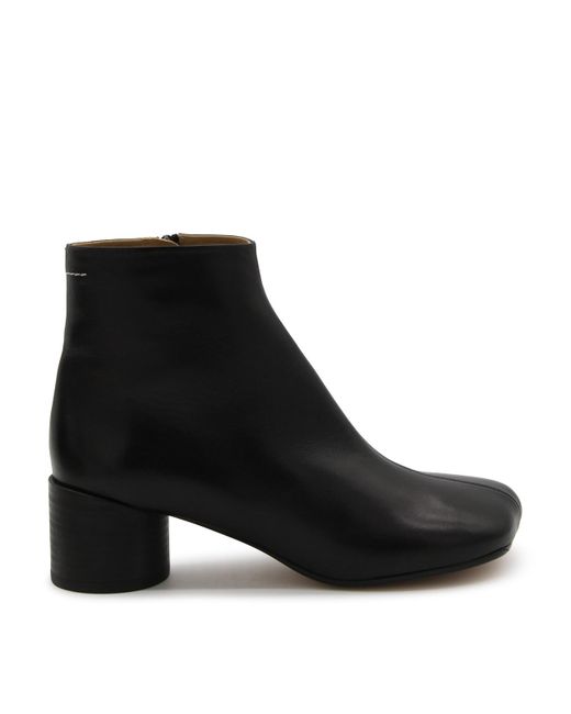 MM6 by Maison Martin Margiela Black Leather Anatomic Ankle Boots