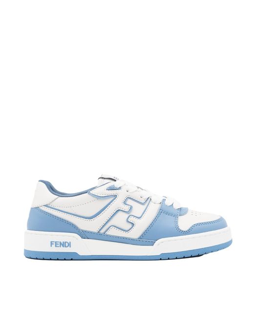 Fendi Light Blue And White Leather Sneakers