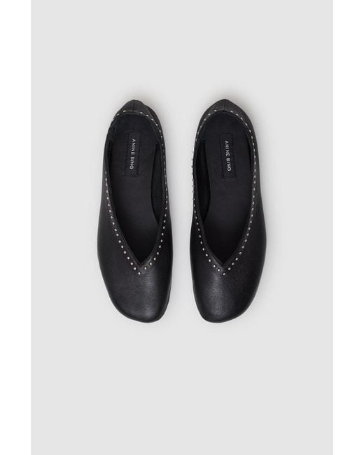 Anine Bing Black Ana Flats Studs