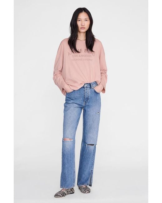 Anine Bing Blue Ivan Long Sleeve Melrose Stencil