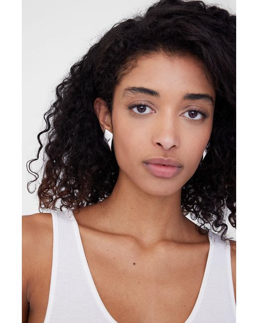 Anine Bing Blue Curved Rectangle Earrings