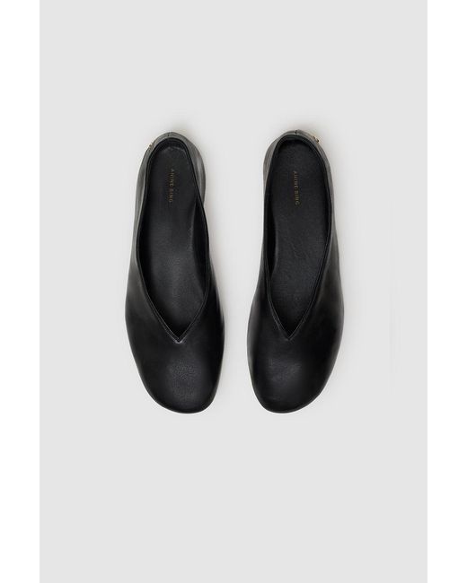 Anine Bing Black Ana Flats Smooth Leather
