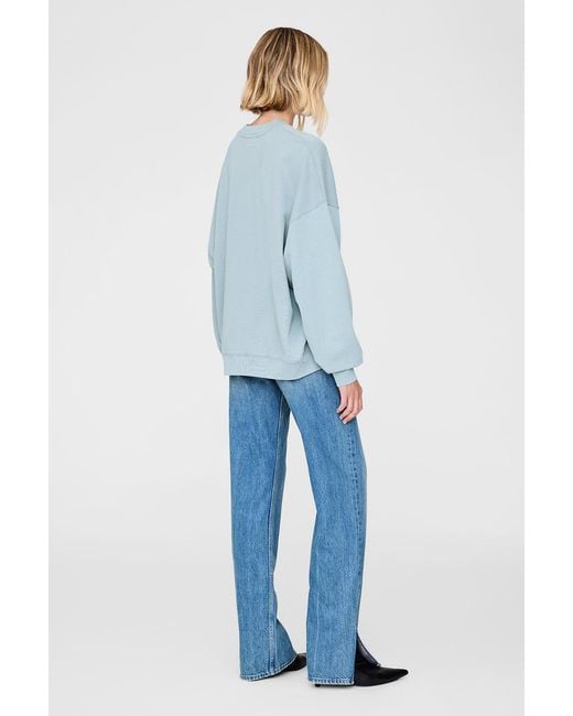 Anine Bing Blue Miles Oversized Sweatshirt Letterman