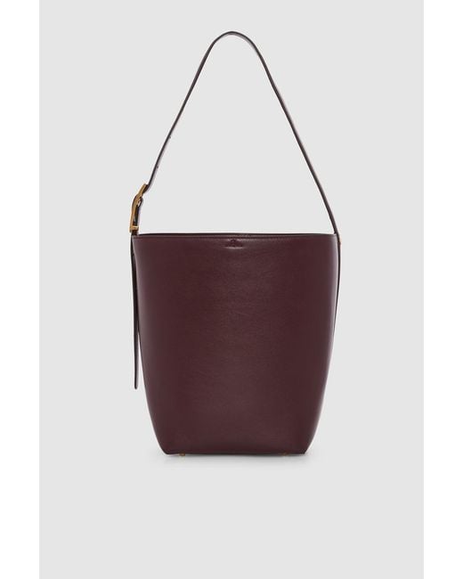 Anine Bing Red Elly Bucket Bag Grained Leather