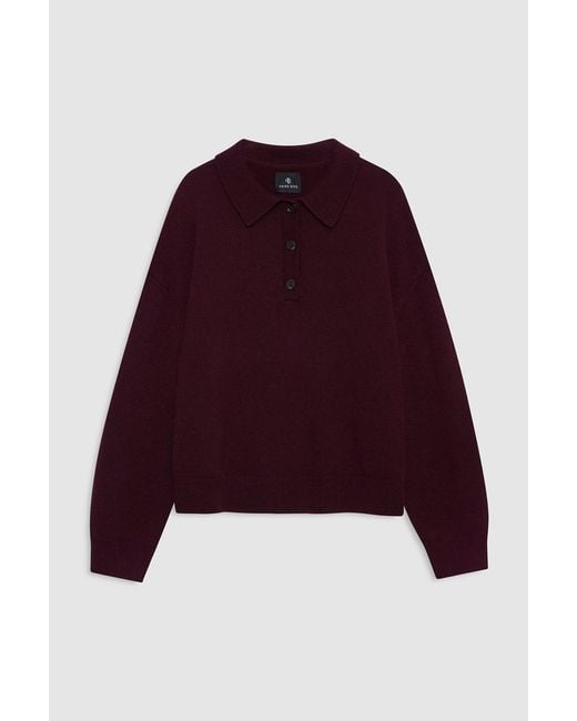 Anine Bing Blue Lee Polo Sweater