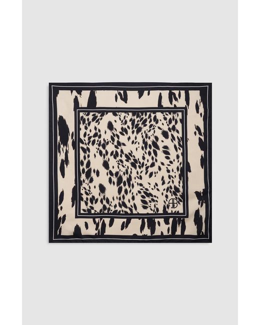 Anine Bing Black York Scarf Leopard