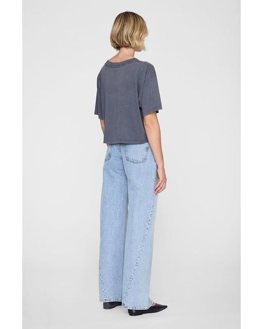 Anine Bing Blue Johnny Cropped Tee