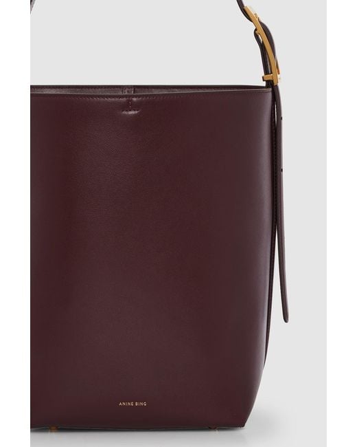 Anine Bing Red Elly Bucket Bag Grained Leather
