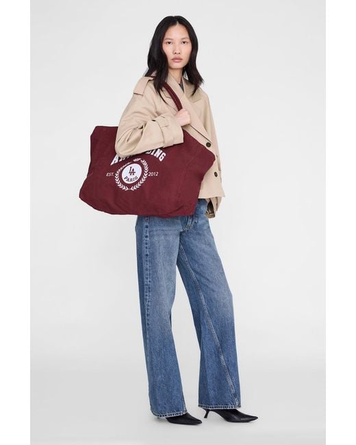 Anine Bing Red Leo Canvas Tote Collegiate